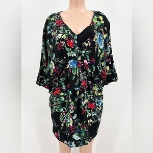 Anthropologie Black Floral Mini Dress
